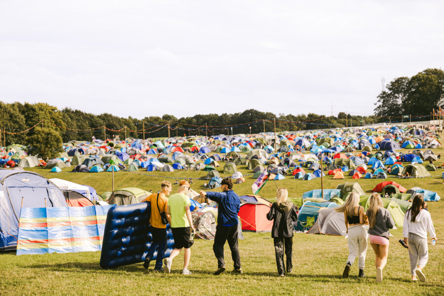 image of customers setting up camp 